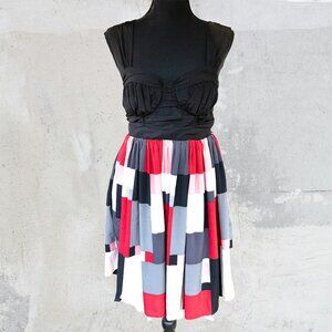 Candie's Y2K Patchwork Midi Dress Black Bustier | Indie Sleaze Grunge Punk